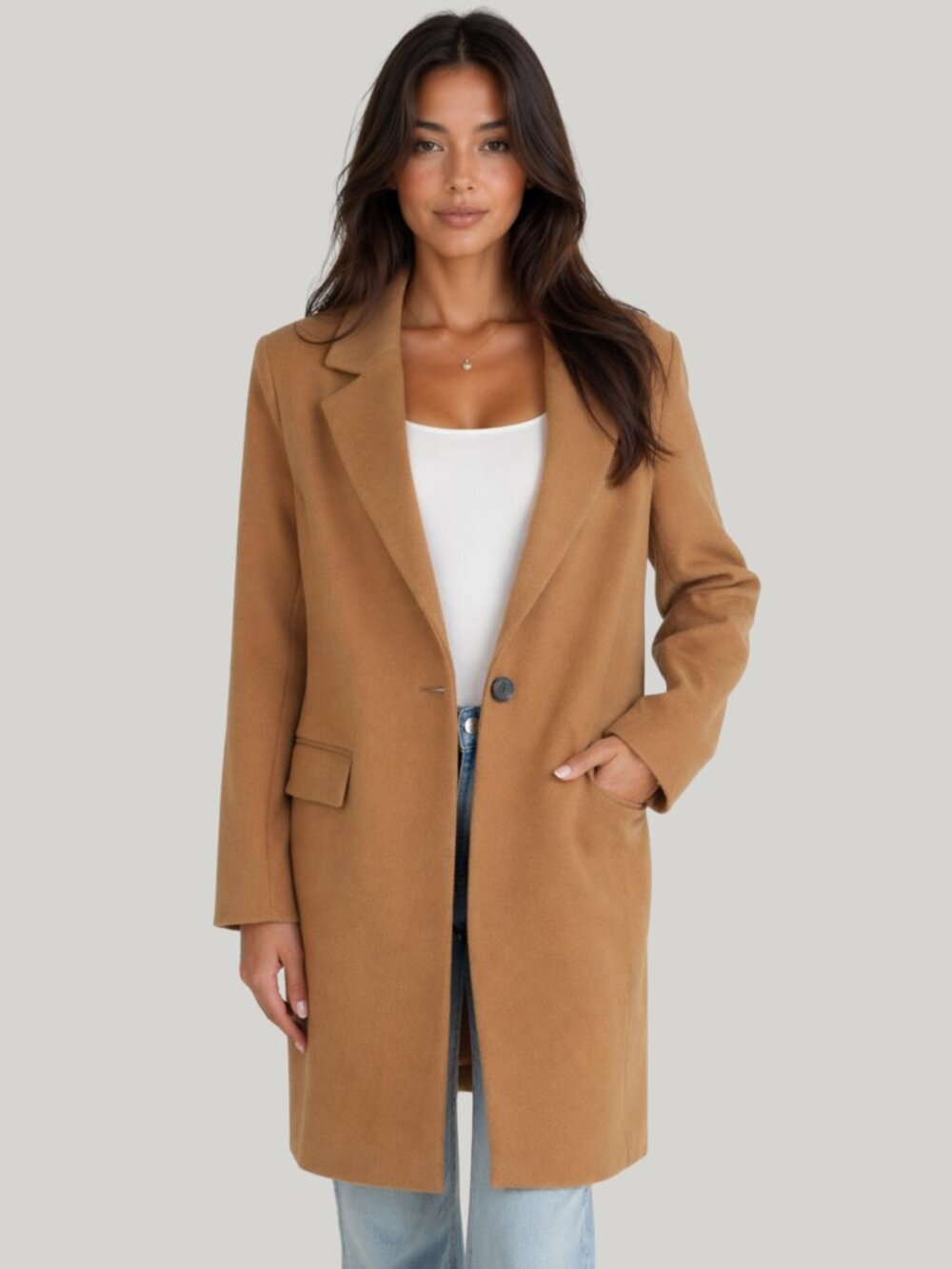 New Look Tan Trench Coat (Size 2)